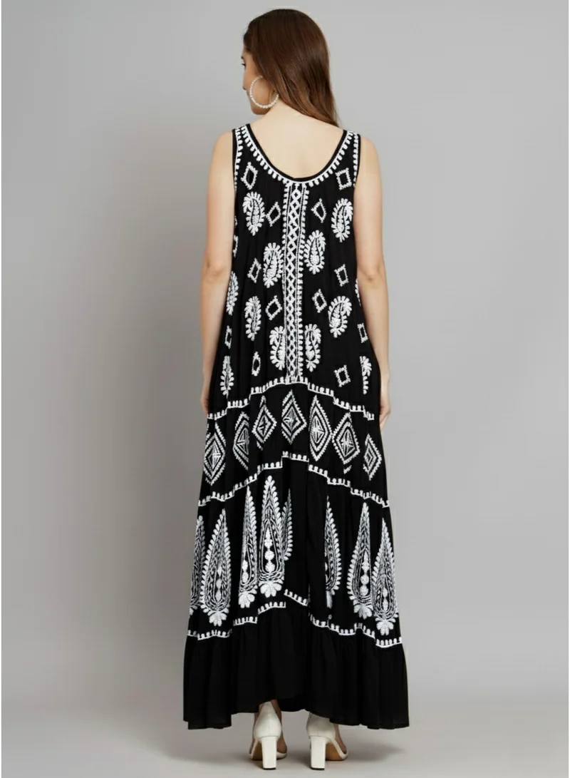 Alaya Hand Embroidered Chikankari Modal Kaftan-AL3605