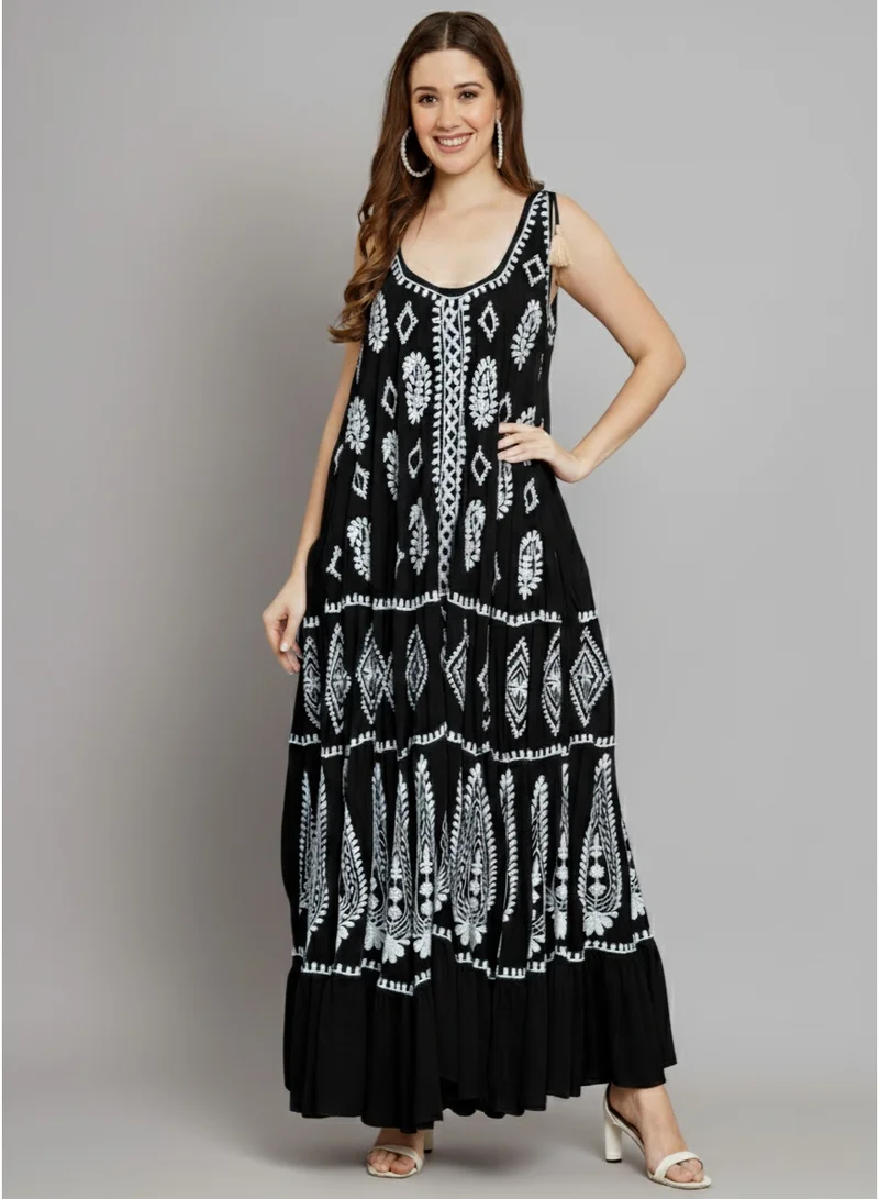 Alaya Hand Embroidered Chikankari Modal Kaftan-AL3605