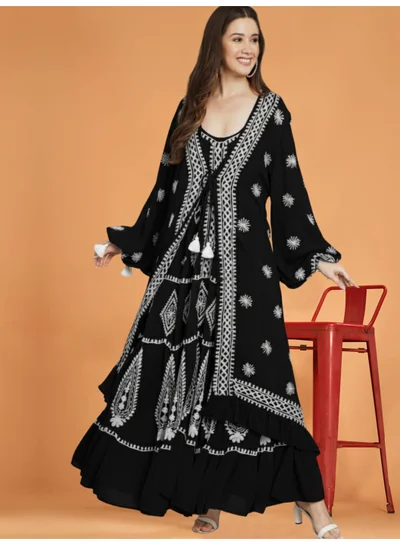Alaya Hand Embroidered Chikankari Modal Kaftan-AL3605