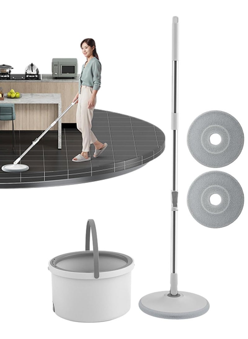 DubaiGallery Spin Mop Bucket Set 360° Flat Mop With Self-Separation Dirty And Clean Water System 2 Piece Microfiber Pad Extended Handle - Image 2