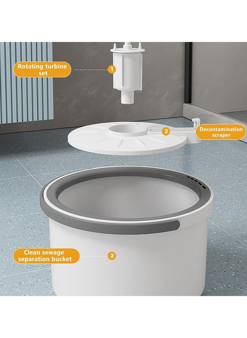 DubaiGallery Spin Mop Bucket Set 360° Flat Mop With Self-Separation Dirty And Clean Water System 2 Piece Microfiber Pad Extended Handle - Image 4