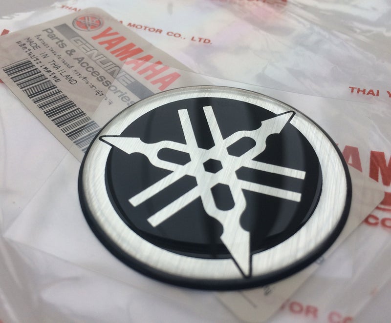 45MM Diameter Yamaha Tuning Fork Decal Sticker Emblem Logo BlackSilver Raised Domed Gel Resin Self Adhesive MotorcycleJet SkiATVSnowmobile
