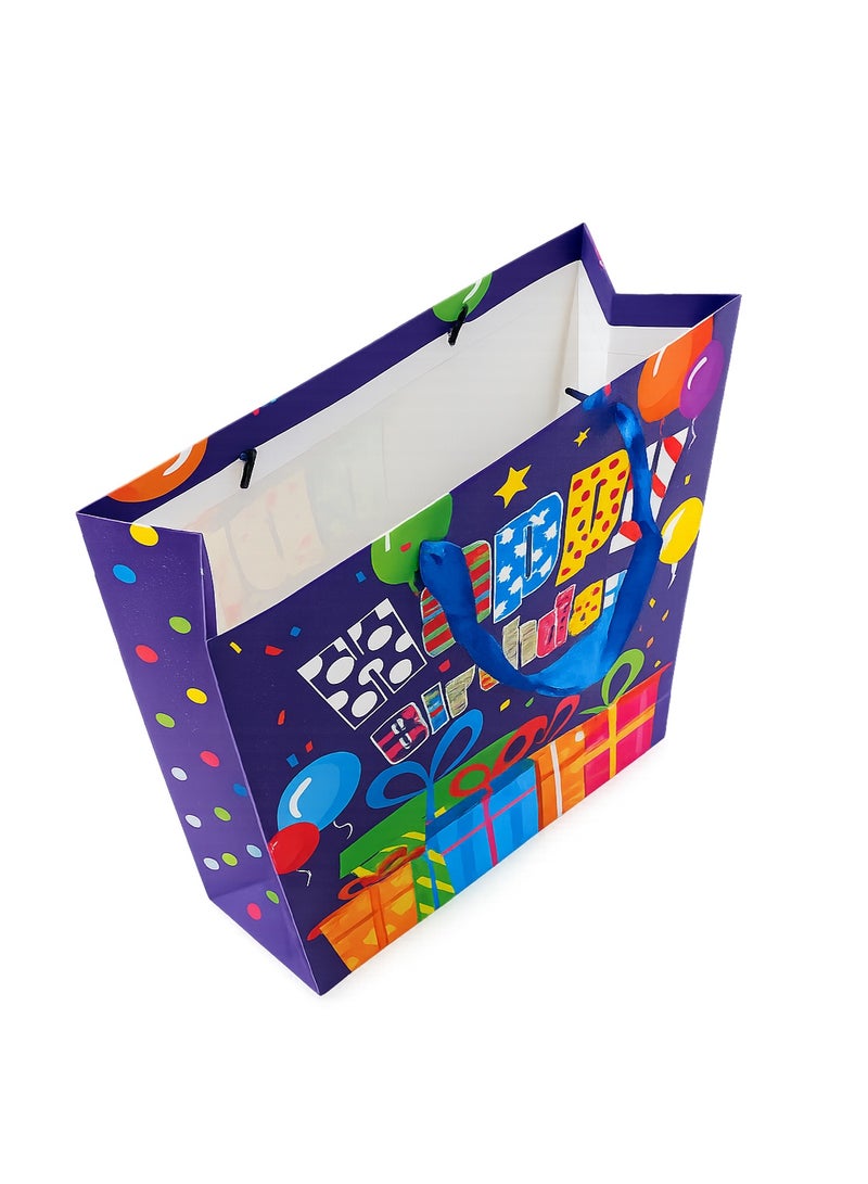 Pack of 6 Happy Birthday Gift Paper Bags-26x10x32 cm - Image 2