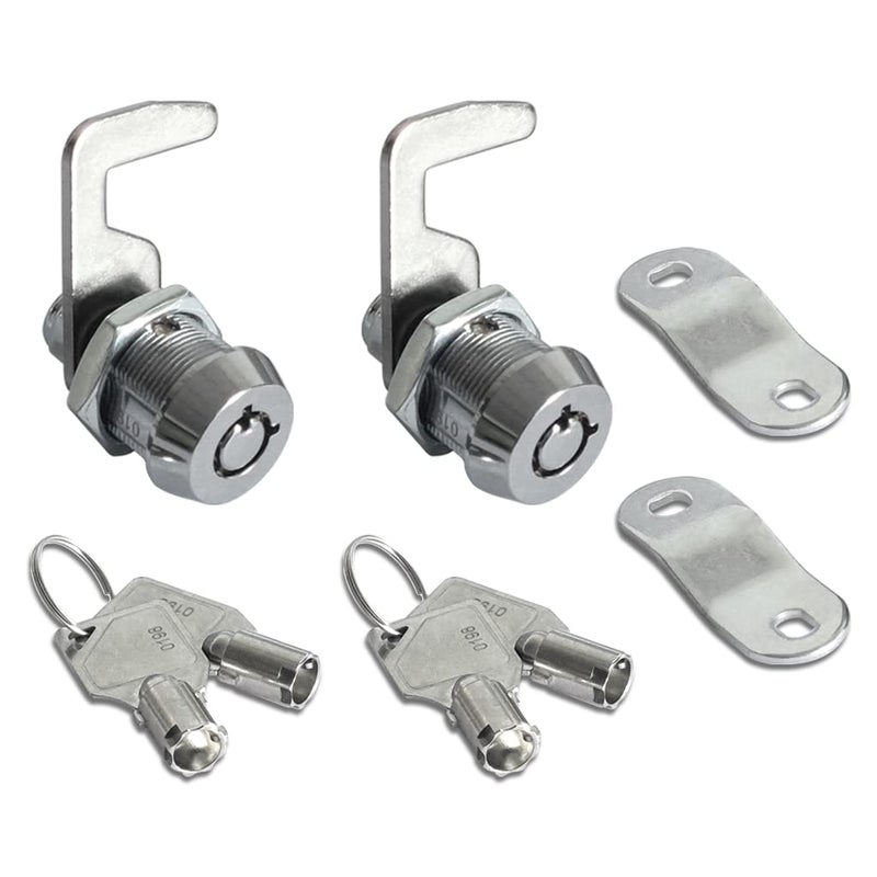 NIANNIAN 2 Pack Toolbox Lock 5/8" Tubular Cam Replacement Lock Hook Cam Keyed Alike with 4 Keys - Image 1