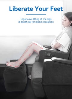 LEOKOR Inflatable Travel Foot Rest Pillow Adjustable Three Layers Height Leg Pillow for Airplanes, Cars, Home, Trains  - Image 2
