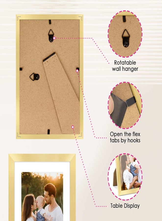 FIXSMITH 5x7 Picture Frame Bulk-4 Pack, Gold Picture Frames Collage Wall Decor, Wall & Tabletop Picture Frames, Photo Frame with HD Plexiglass, Display Pictures 4x6 with Mat or 5x7 Without Mat - Image 5