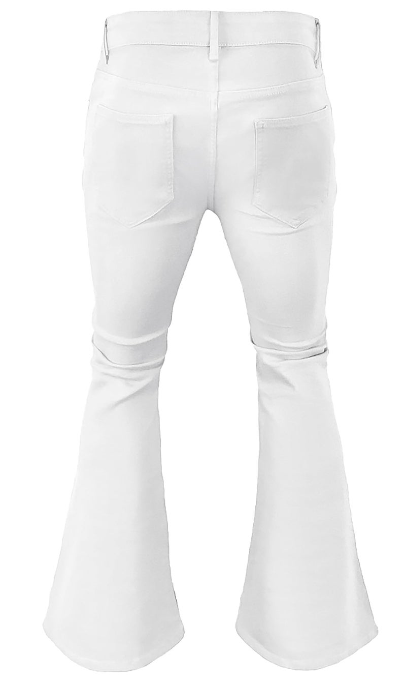 EVEDESIGN 70s Disco Pants for Men,Mens Bell Bottom Jeans Pants,60s 70s Bell Bottoms Vintage Denim Pants Jeans for Men White - Image 3