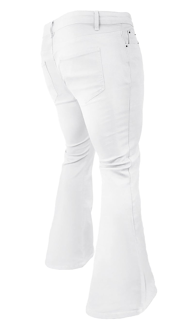 EVEDESIGN 70s Disco Pants for Men,Mens Bell Bottom Jeans Pants,60s 70s Bell Bottoms Vintage Denim Pants Jeans for Men White - Image 4