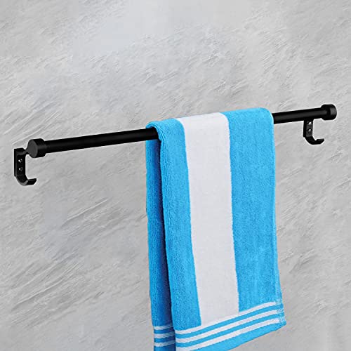 Plantex Aluminium Single Towel Rod for Bathroom/Towel Rack/Bathroom Towel Holder/Towel Stand with Hooks/Bathroom Accessories (24 inch - Black) - Image 1