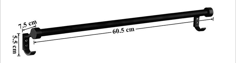 Plantex Aluminium Single Towel Rod for Bathroom/Towel Rack/Bathroom Towel Holder/Towel Stand with Hooks/Bathroom Accessories (24 inch - Black) - Image 2