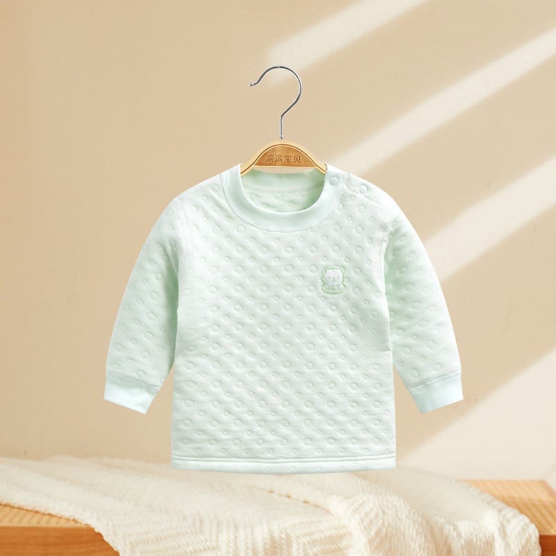 Baby''s Cotton Warm Top Baby Girl''s Pure Cotton One Piece Autumn Clothes Base Shirt Spring Autumn Winter Children''s Underwear Men''s Clothes - Image 1