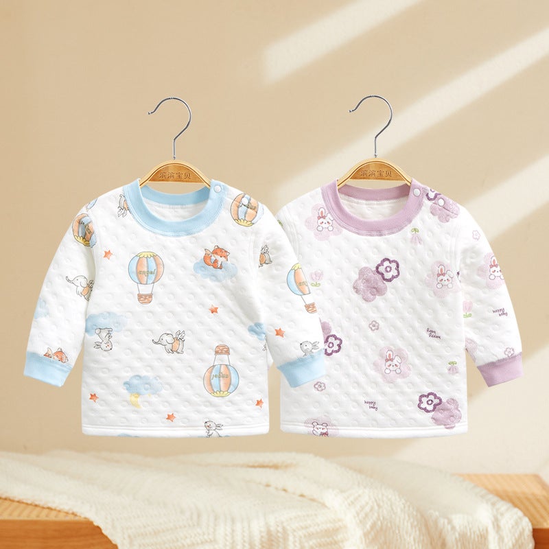 Baby''s Cotton Warm Top Baby Girl''s Pure Cotton One Piece Autumn Clothes Base Shirt Spring Autumn Winter Children''s Underwear Men''s Clothes - Image 2