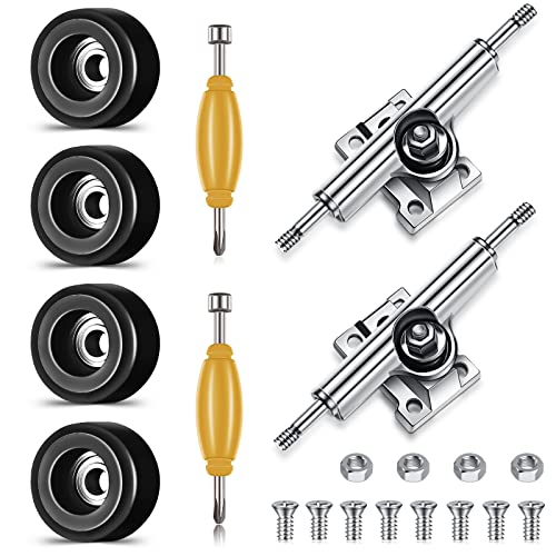 Zhehao 8 Pcs Fingerboard Bearing Wheels Standard Fingerboard Tool CNC Lathed Bearing Wheels Screwdriver and 2 Pcs Nut Driver for 34 mm Wide Decks Finger Skateboard Trucks(Black) - Image 1