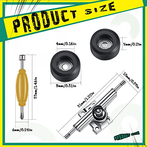 Zhehao 8 Pcs Fingerboard Bearing Wheels Standard Fingerboard Tool CNC Lathed Bearing Wheels Screwdriver and 2 Pcs Nut Driver for 34 mm Wide Decks Finger Skateboard Trucks(Black) - Image 2