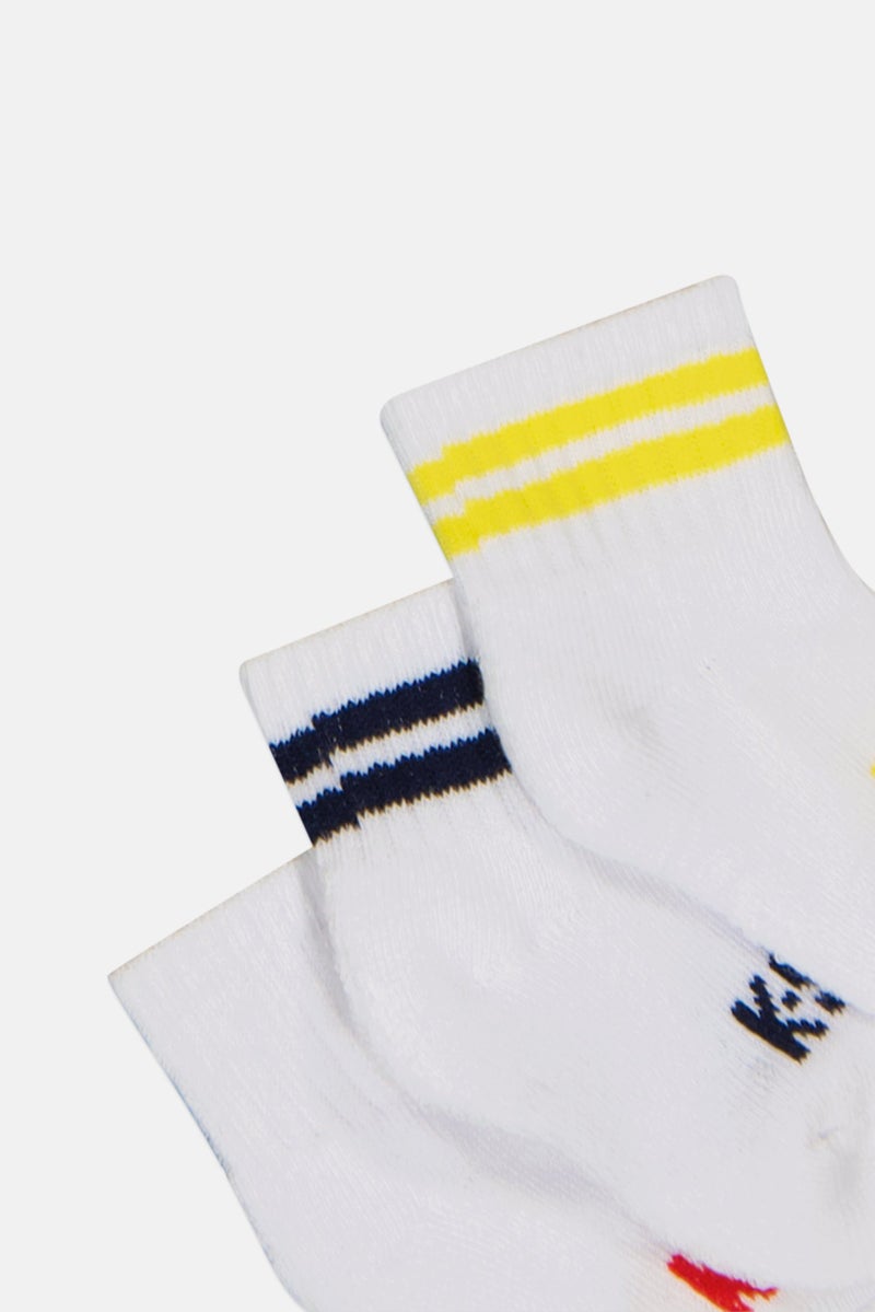 K-SWISS Toddlers Boy 8 Pairs Brand Logo Quarter Socks, White - Image 2