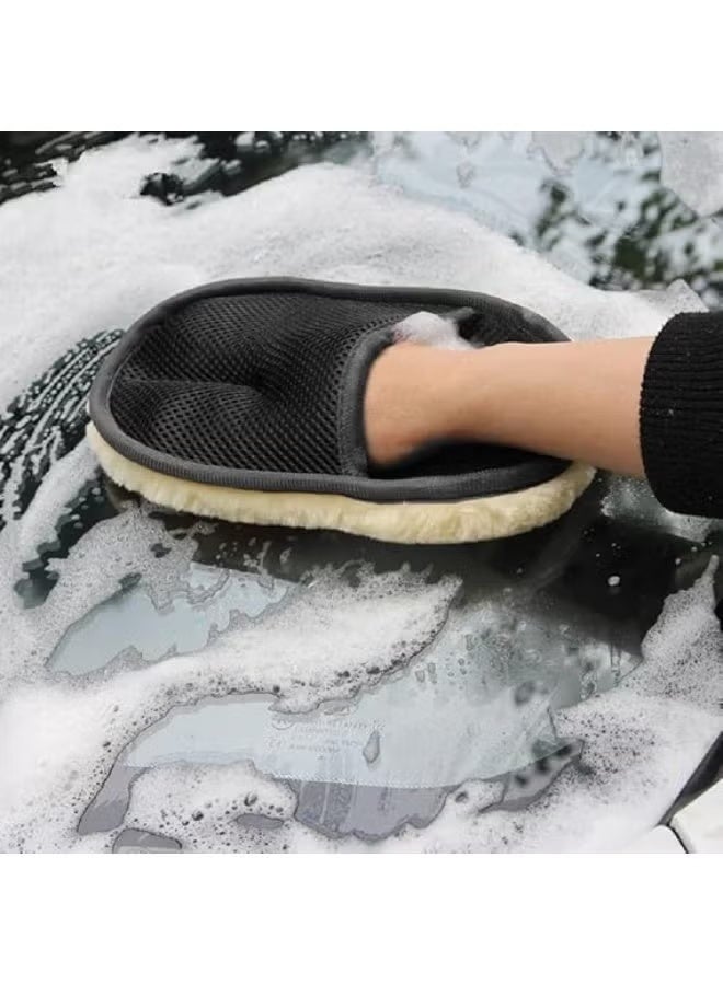 Microfiber and high-density wool car wash and polishing glove, lint-free and scratch-resistant - Image 3