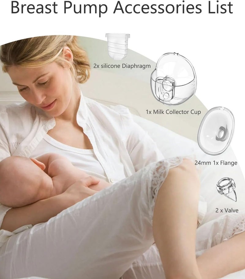 Gowing قطع مضخة الثدي القابلة للارتداء ديسكريت ديو تشمل صمام بطة، غشاء سيليكون، فنجان جمع الحليب بحجم 24 مم متوافق مع قطع غيار مضخة الثدي القابلة للارتداء نولي S32 - Image 3