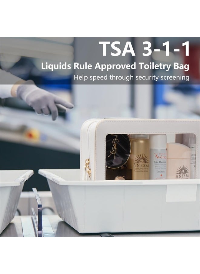 LETGO Clear Makeup Bags, TSA Approved Toiletry Bag with Zipper, Clear Makeup Organizer Fit Carry-on Travel Essentials,Portable Travel Clear Cosmetic Bags Pouch for Women Men (Clear-White)  - Image 2