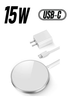 ELTRAZONE Magnetic Wireless Charger,15W Max Wireless Charging Pad with USB-C 20W PD Adapter, Compatible with MagSafe Charger for iPhone 14/14 Pro/14 Plus/14 Pro Max/iPhone 13/13 Mini/13Pro max,Silver  - Image 1