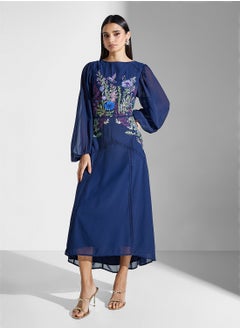 Hope & Ivy Embellished Blouson Sleeve Maxi Dress  - Image 1