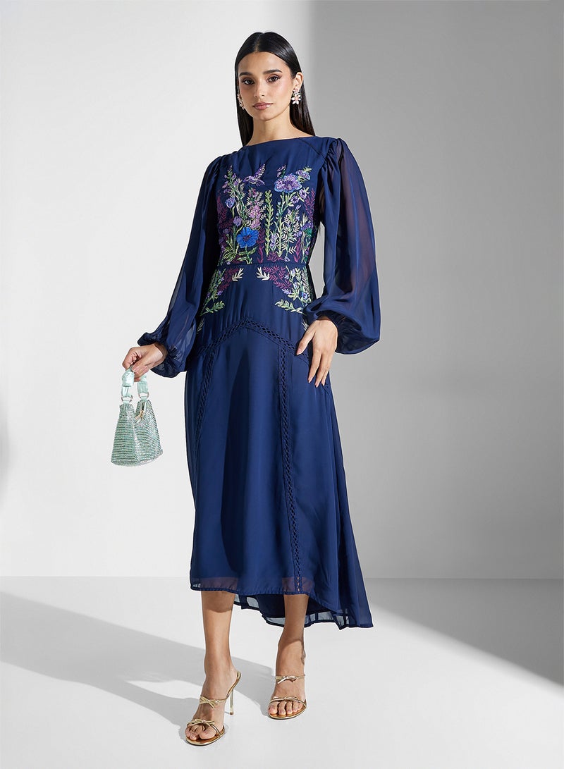 هوب اند ايفي فستان شيفون ميدي بنقشة الزهور - Image 4