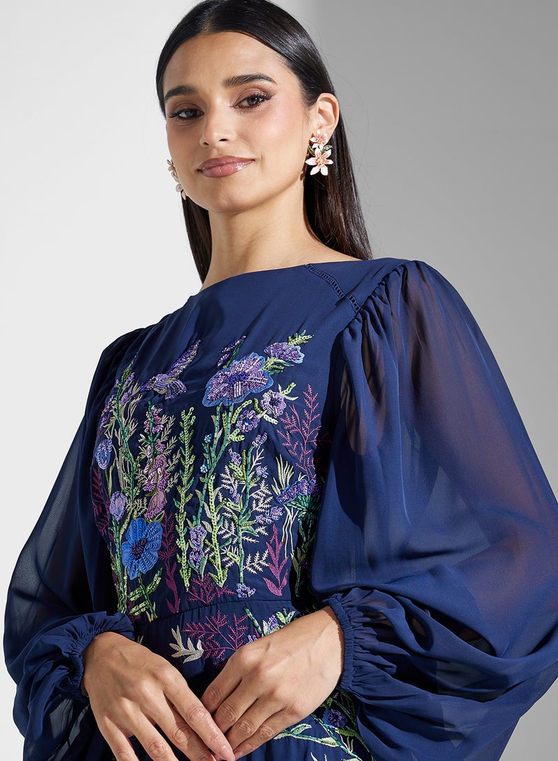 هوب اند ايفي فستان شيفون ميدي بنقشة الزهور - Image 3