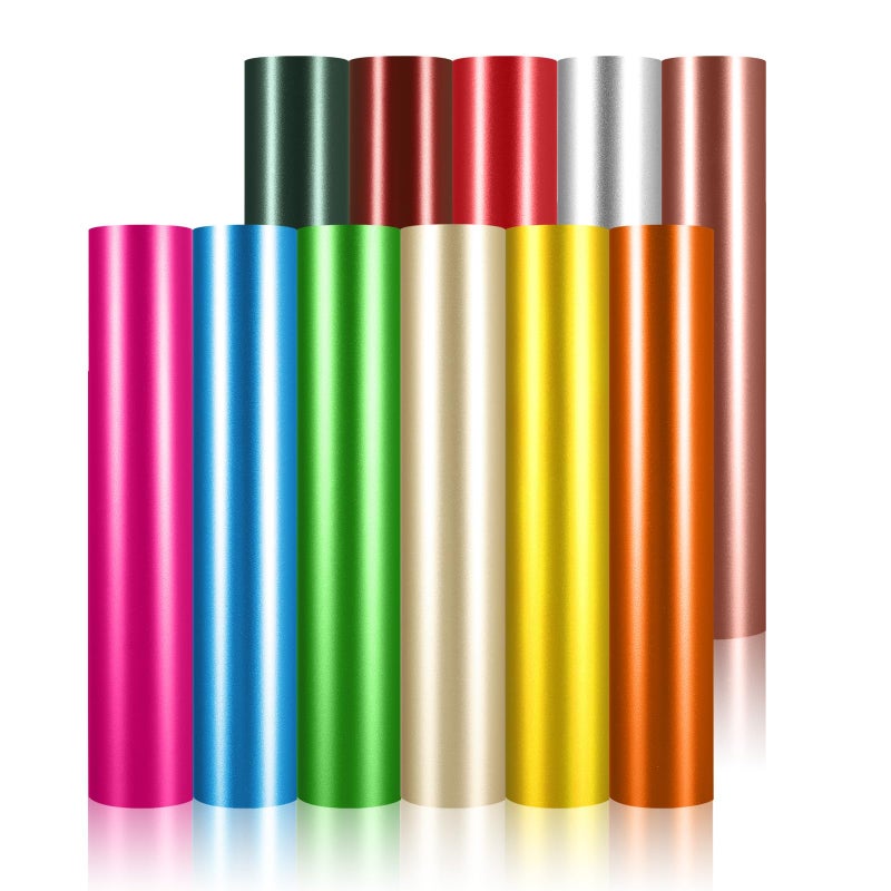 TECKWRAP Metallic Chrome Matte Adhesive Craft Vinyl Permanent Vinyl Sheets 12 x 12 11 Assorted Colors for DIY Craft Arts Work with Craft Cutters Sign Plotters