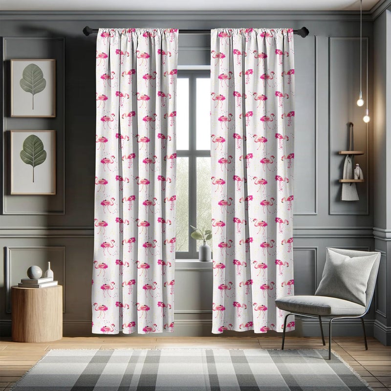 Ambesonne Ambesonne Flamingo Curtains  Repetitive Pattern of Hand Painted Tropic Birds and Spots  Window Treatments 2 Panel Set for Living Room Bedroom  Pair of - 28"" x 95""  Pink Blush - Image 5