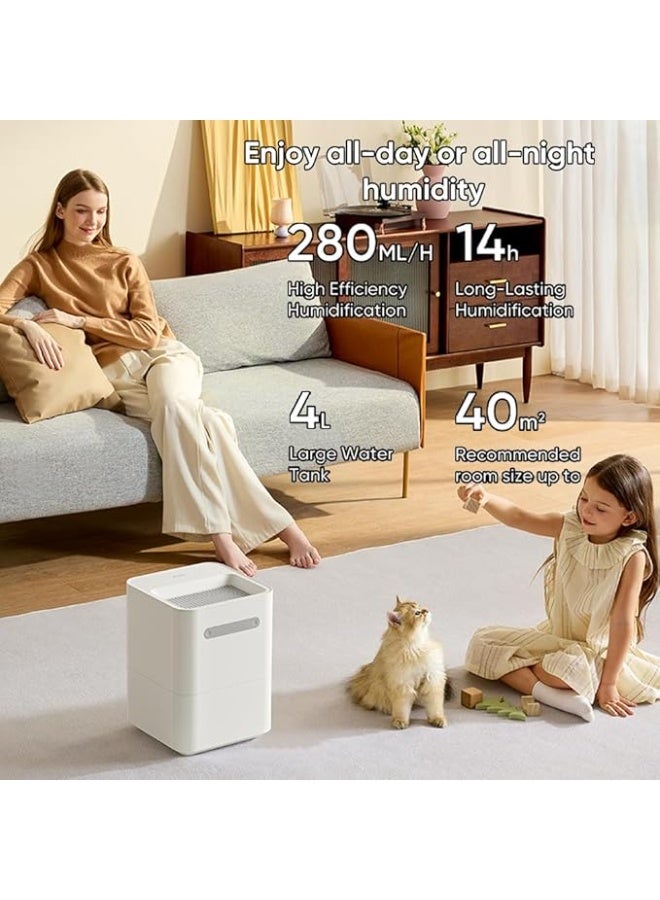 smartmi Evaporative Humidifier 3lite for Bedroom Baby Room, 4L Top Fill Smart Humidifier for Home, Office & Plant, Intelligent Constant Humidity, Auto-Off, Quiet Operation with No Filters Needed, 14H - Image 3