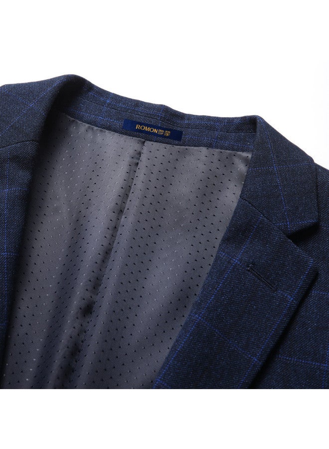 ROMON بليزر كاجوال ضيق بأزرار مفردة للرجال بتصميم مربعات عصرية، جاكيت بدلة كاجوال للرجال - Image 4