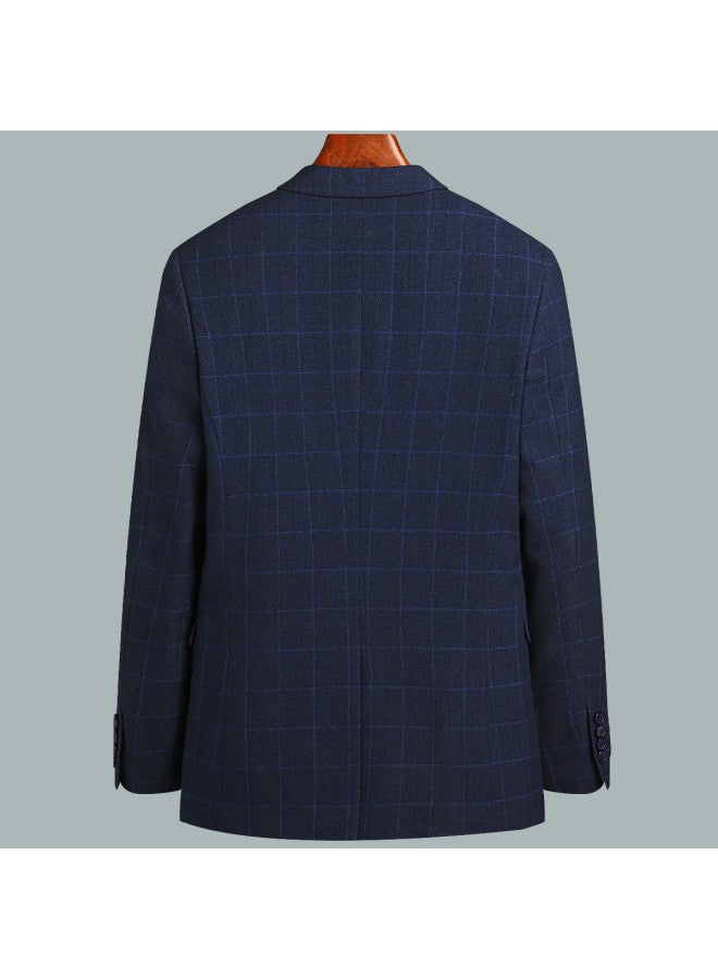 ROMON بليزر كاجوال ضيق بأزرار مفردة للرجال بتصميم مربعات عصرية، جاكيت بدلة كاجوال للرجال - Image 3