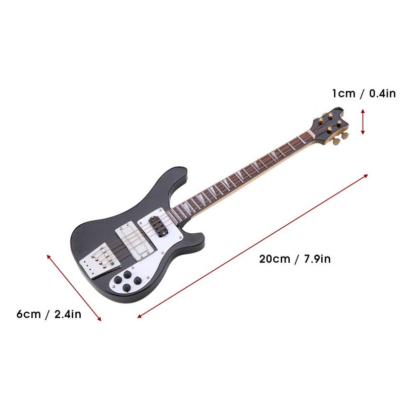 Hztyyier Mini Bass Guitar Replica, Black Model Instrument with Stand for Musical Decor Gift - Image 5