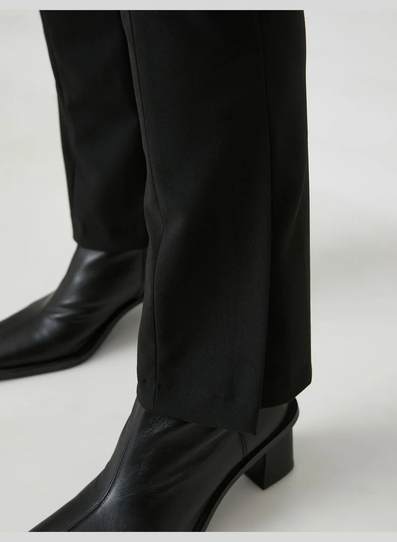 كوتون High Rise Slitted Stitch Detail Flare Trousers