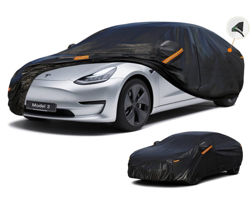 Kayme 7 Layers Car Cover Custom Fit for 20172023 Tesla Model 3 Waterproof All Weather for AutomobilesOutdoor Full Cover Rain Sun UV Protection