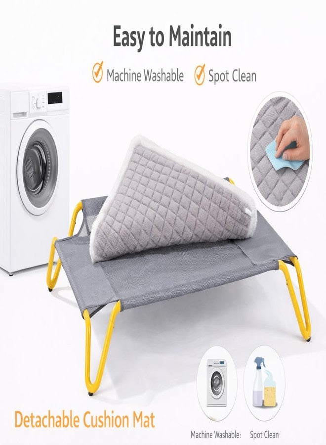 Elevated Dog Bed with Removable Cushion, Cooling Raised Pet Cot, Breathable Mesh Dog Bed, Washable Soft Mat, Durable Metal Frame, Indoor Outdoor Raised Pet Bed for Small Medium Dogs - Image 3
