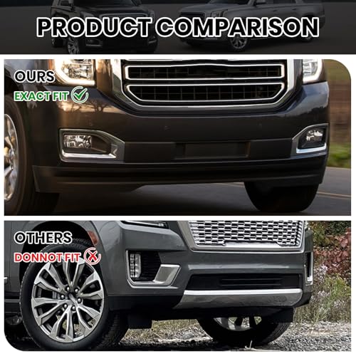 Clidr Fog Light Chrome Trim Cover for GMC Yukon/Yukon XL 2015-2020 Passenger Side 22936427 GM1039187 (Right) - Image 2