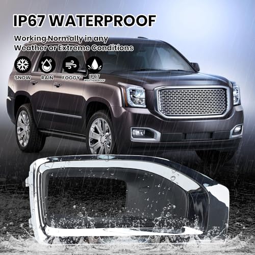 Clidr Fog Light Chrome Trim Cover for GMC Yukon/Yukon XL 2015-2020 Passenger Side 22936427 GM1039187 (Right) - Image 4