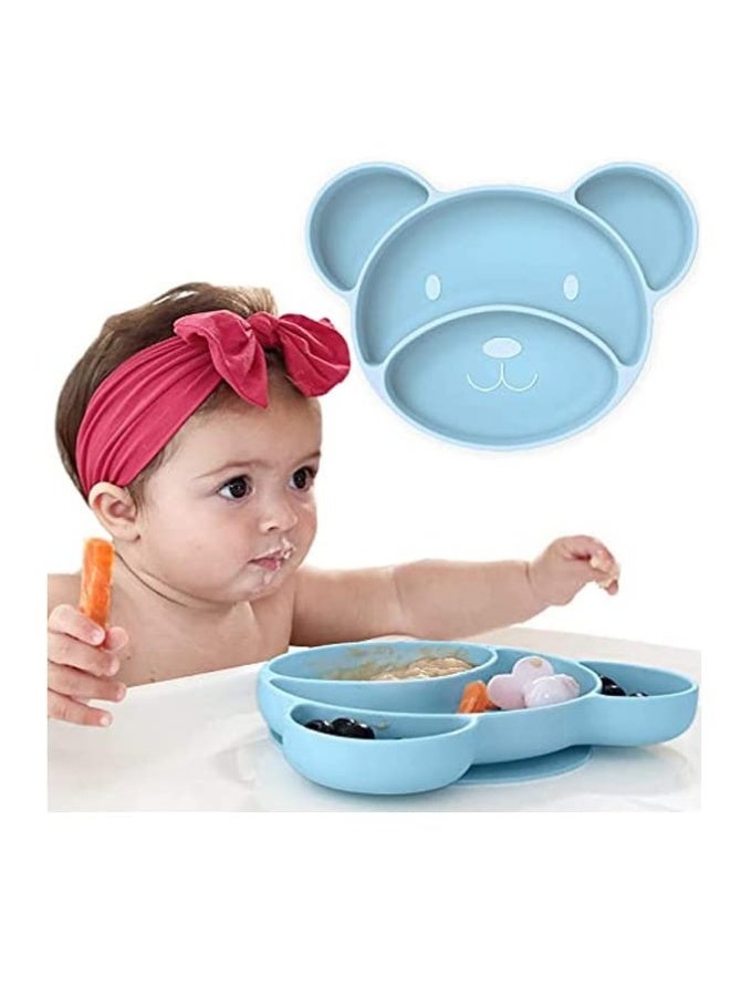 Suction Plates for Babies and Toddlers Non Slip Silicone Baby Weaning Plate Stay Put Toddler Feeding Plate with Suction Kids Placemat for No More Meal Time Mess - Image 1