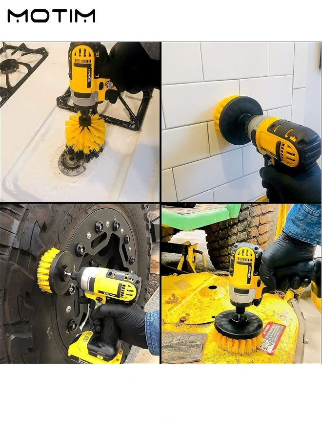 Motim 22 Peices Drill Brush Attachments Set Scrub Pads Sponge Power Scrubber Brush Pad Sponge Kit with Extend Long Attachment for Car Grout Carpet Floor Tub Shower Corners Tile Kitchen  - Image 4