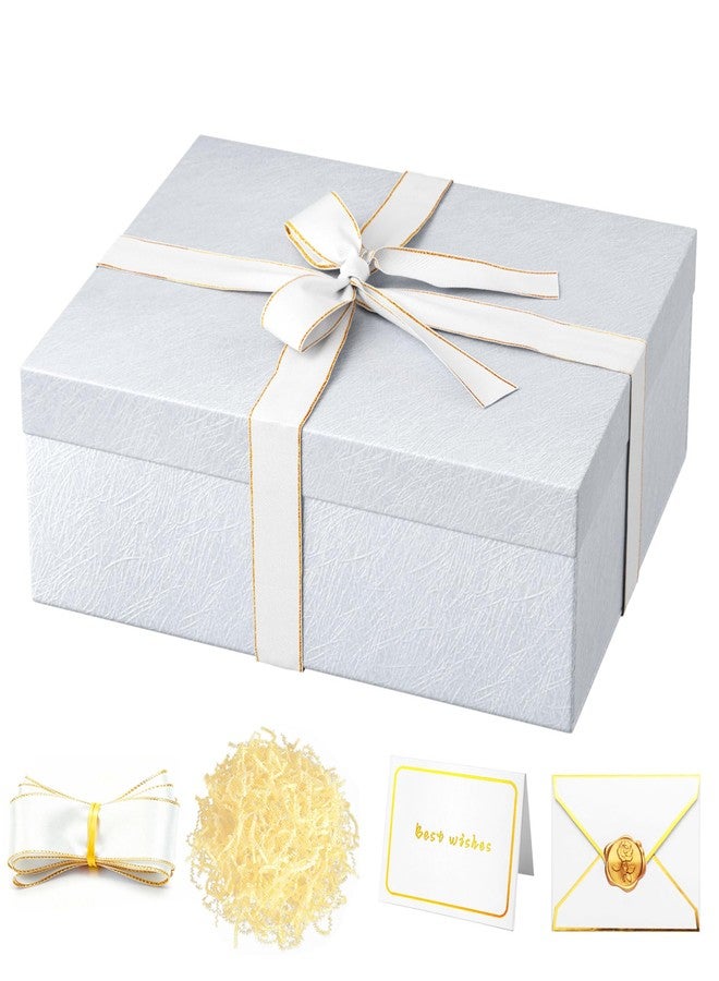 JOYIT White Gift Box 16.5''x13''x5.5'' - Large Gift Boxes with Lid for Presents Packaging, Birthday, Christmas, Wedding, Anniversary, Big Gift Box with Ribbon, Shred Filler, Card, Wax Seal (White) - Image 1