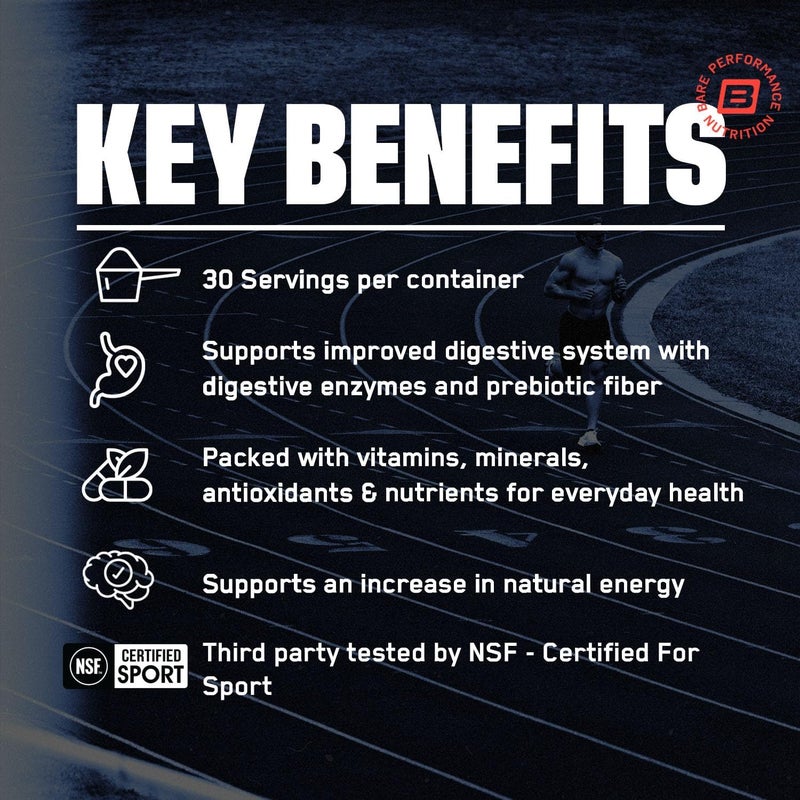BARE PERFORMANCE NUTRITION BPN Strong Reds Superfood Powder Digestive Enzymes Antioxidants Improved Natural Energy 30 Servings Strawberry - Image 3