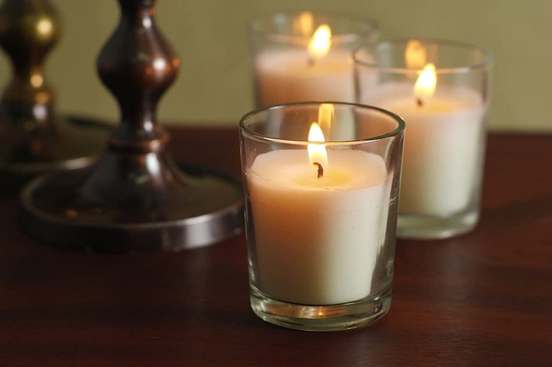 Hosley Hosley 48 Pack Ivory Unscented Clear Glass Filled Votive Candles. Hand Poured Wax Candle Ideal Gifts for Aromatherapy Spa Weddings Birthdays Holidays Party (Warm White)  - Image 3