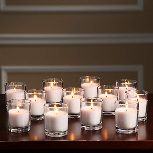 Hosley Hosley 48 Pack Ivory Unscented Clear Glass Filled Votive Candles. Hand Poured Wax Candle Ideal Gifts for Aromatherapy Spa Weddings Birthdays Holidays Party (Warm White)  - Image 2