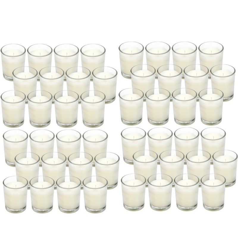 Hosley Hosley 48 Pack Ivory Unscented Clear Glass Filled Votive Candles. Hand Poured Wax Candle Ideal Gifts for Aromatherapy Spa Weddings Birthdays Holidays Party (Warm White)  - Image 1