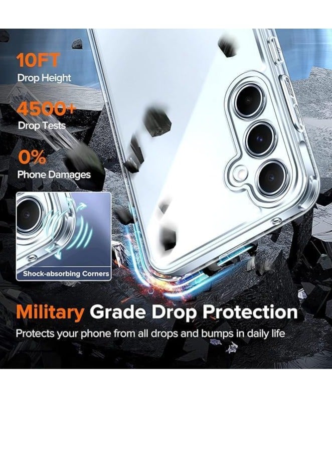 Anti-Yellowing Clear Case for Samsung Galaxy A35  5g Transparent Shock Absorption Mobile Cover [Camera Protection] Evolur Silicone PC Hard Cover