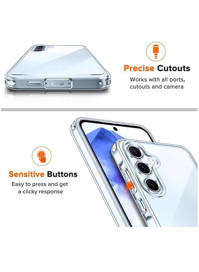 Anti-Yellowing Clear Case for Samsung Galaxy A35  5g Transparent Shock Absorption Mobile Cover [Camera Protection] Evolur Silicone PC Hard Cover
