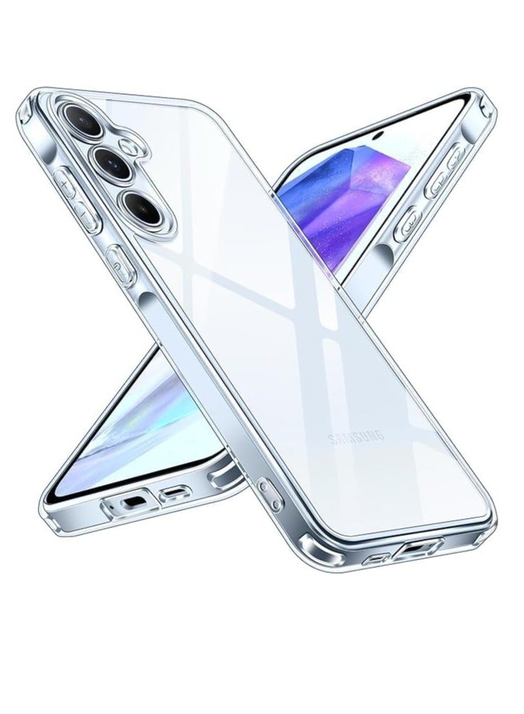 Anti-Yellowing Clear Case for Samsung Galaxy A35  5g Transparent Shock Absorption Mobile Cover [Camera Protection] Evolur Silicone PC Hard Cover
