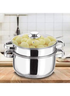 VINOD Vcs026 Stainless Steel 2 Tier Steamer With Glass Lid 20 Cm Silver  - Image 4