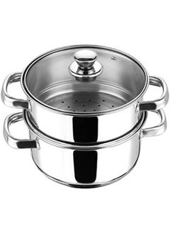 VINOD Vcs026 Stainless Steel 2 Tier Steamer With Glass Lid 20 Cm Silver  - Image 2