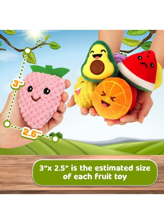 OLEOLETOY Sensory Toys For Kids, 8 Pack Mini Fruit Soft Stuffed Plush Toy For Girls Or Boys, Toddler Pretend Play Kitchen Food, Strawberry, Avocado, Pineapple And Orange For Kids - Image 1